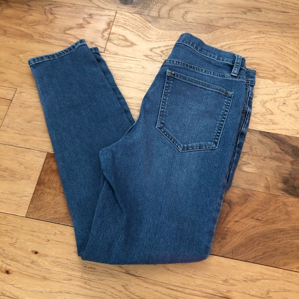 Free People skinny stretch jeans medium dark wash zipper front plain size 27 - Picture 2 of 4